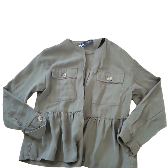 Zara olive green blazer - Picture 3 of 4